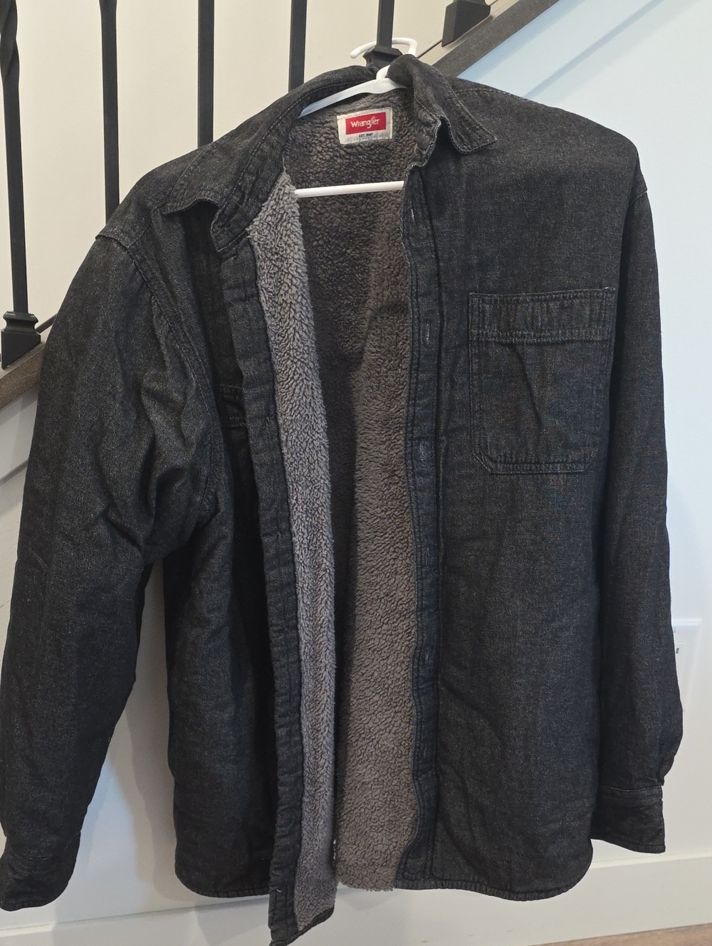 Wrangler Black Jacket with Gray Sherpa Lining
